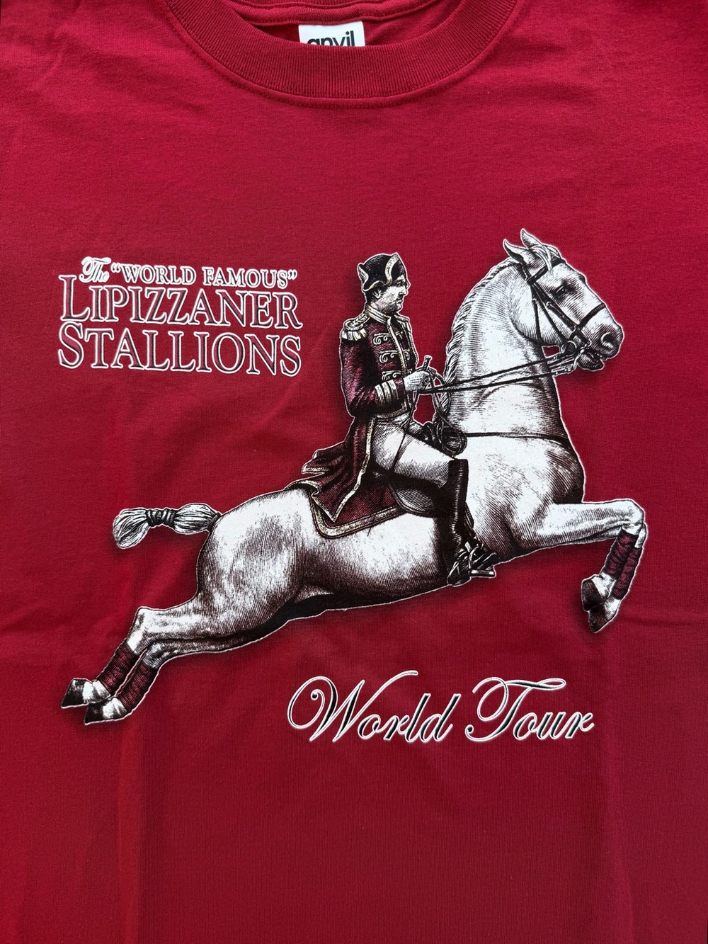 Anvil Red Short-Sleeve Graphic Tee with Equestrian Print - Picture 2 of 5